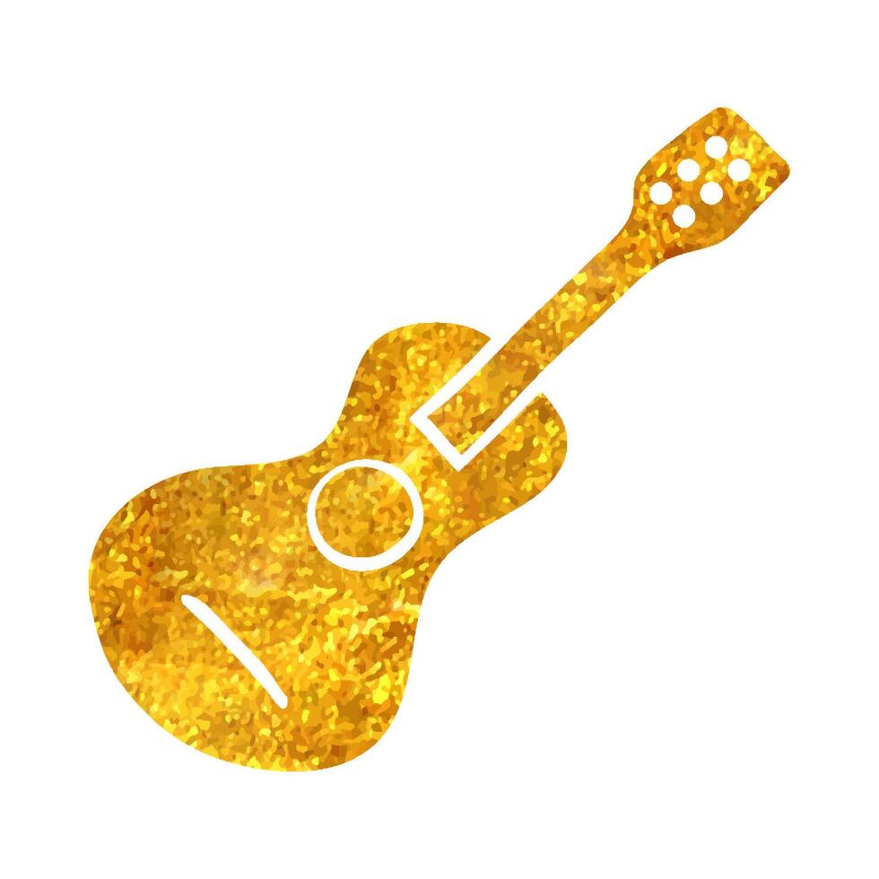 main tiré guitare icône dans or déjouer texture vecteur illustration