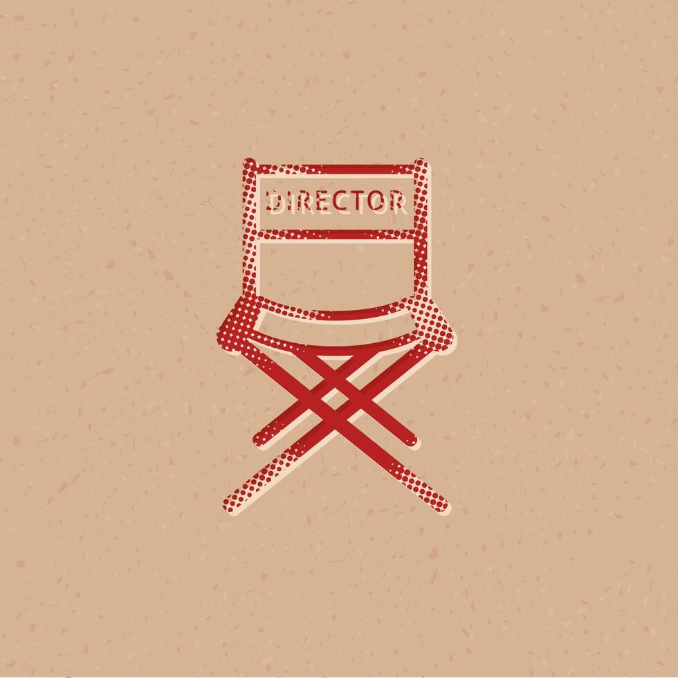 film réalisateur chaise demi-teinte style icône avec grunge Contexte vecteur illustration