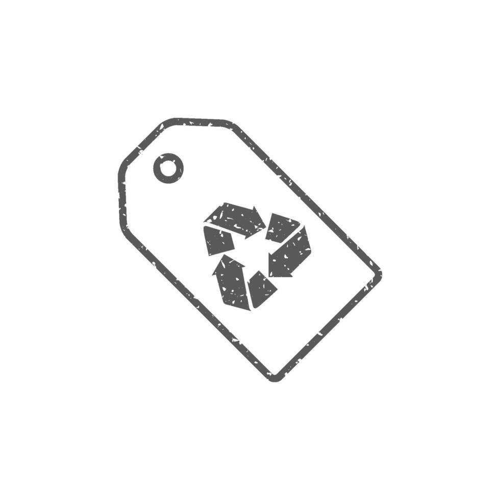 recycler étiquette icône dans grunge texture vecteur illustration