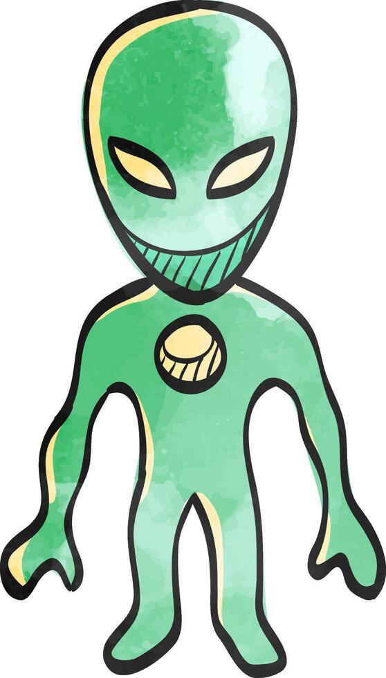 extraterrestre icône dans Couleur dessin. extra-terrestre, extérieur espace, envahisseur, humanoïde vecteur