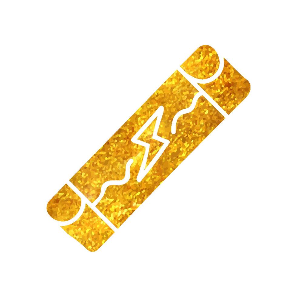 main tiré électrique fusible icône dans or déjouer texture vecteur illustration