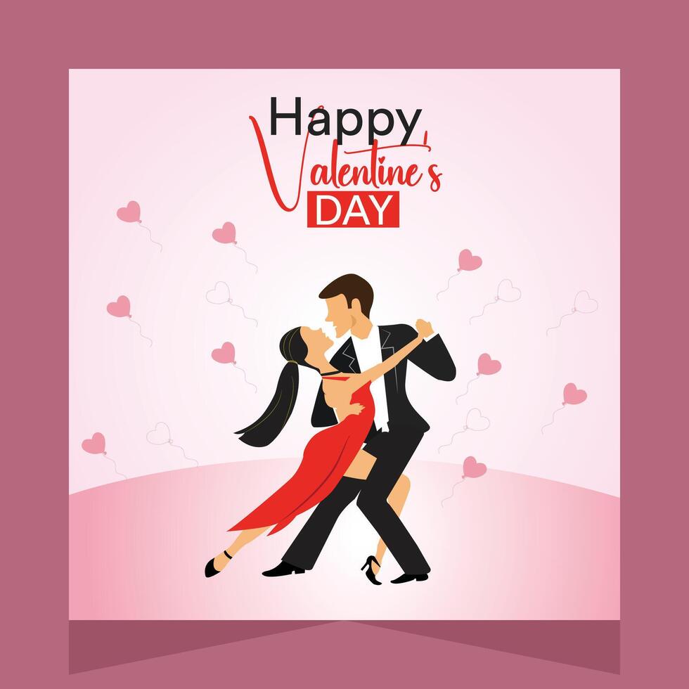 content la Saint-Valentin journée romantique couple fête Danse social médias Publier vecteur