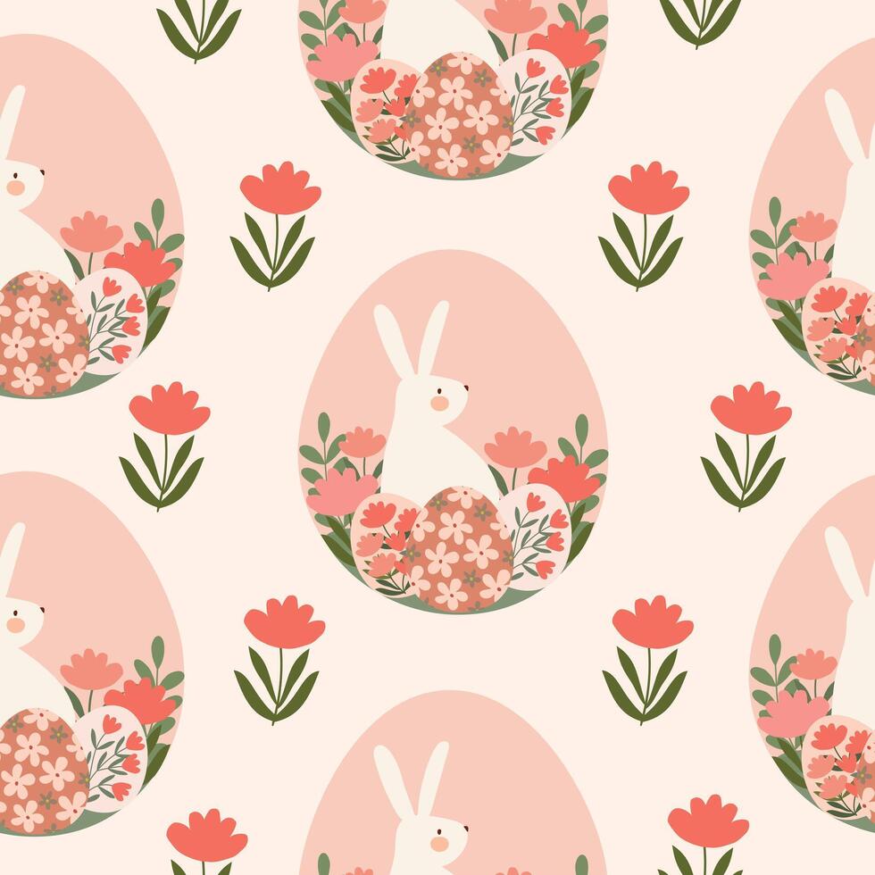 Pâques lapin dans des œufs sans couture modèle main tiré vecteur illustration pour décoration invitation salutation anniversaire fête fête mariage carte affiche bannière textile fond d'écran papier emballage Contexte