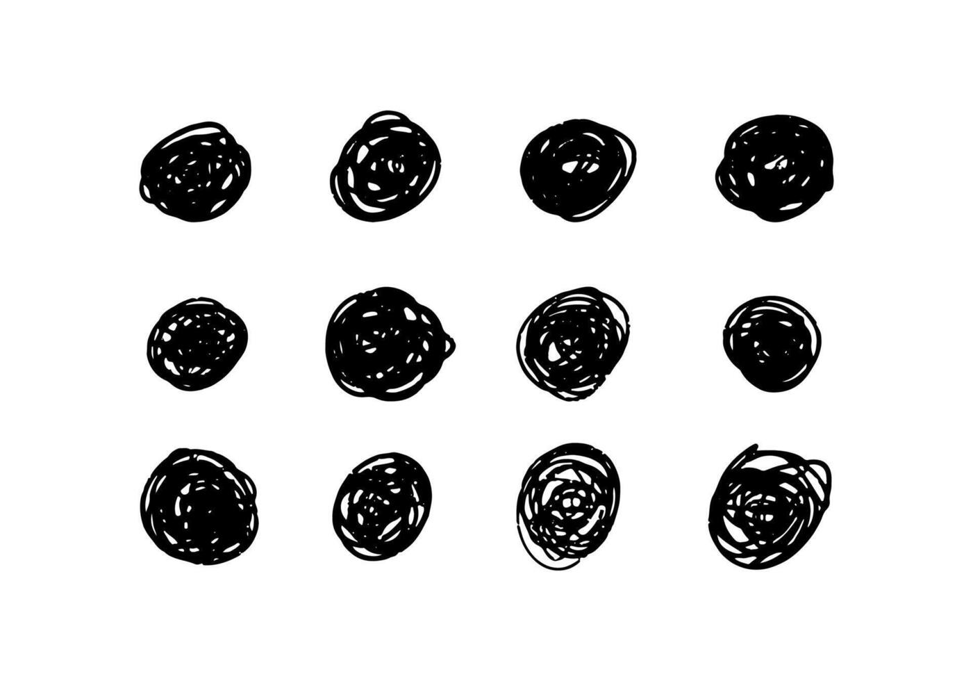 emmêlé abstrait cercles dans grunge style. texturé main tiré balle points, polka des points, rond formes de emmêlé désordonné lignes. vecteur