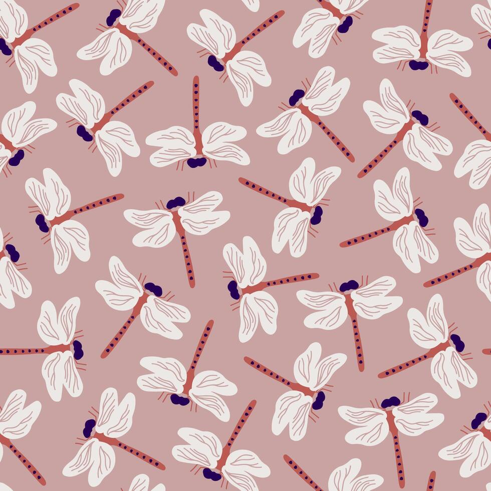 sans couture modèle avec libellules sur rose Contexte. libellules répéter modèle pour textile, mode, papier conception. coloré printemps été jardin vecteur illustration.