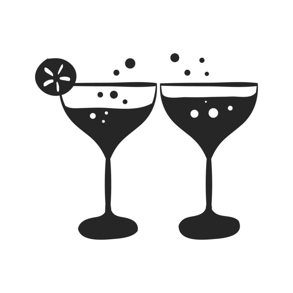 main tiré du vin verre vecteur illustration