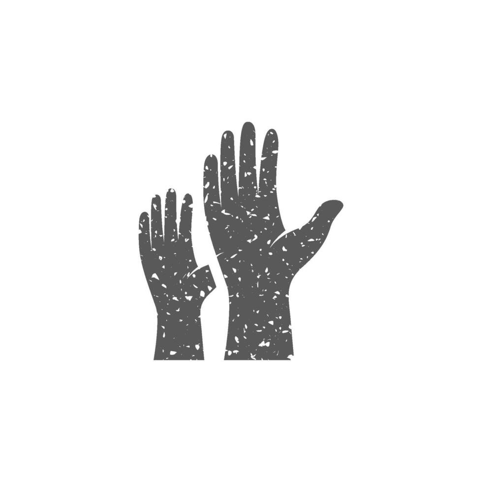 mains icône dans grunge texture vecteur illustration