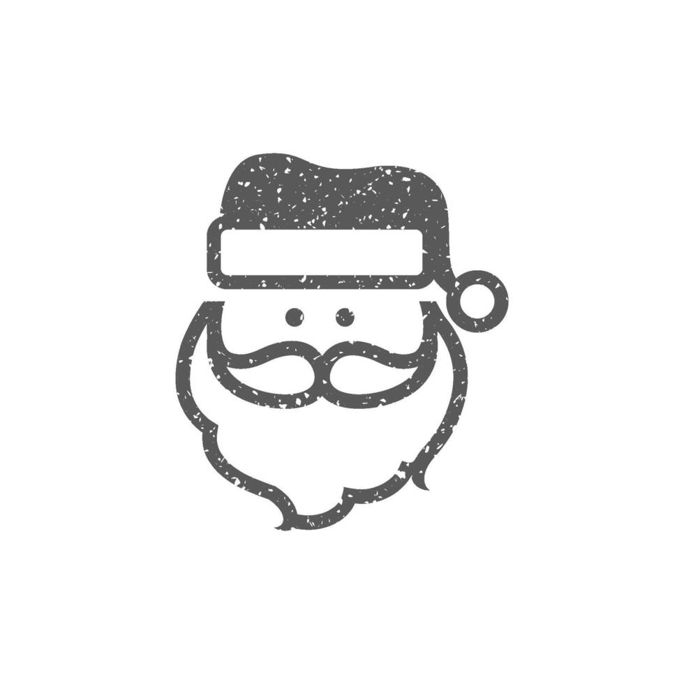 Père Noël claus tête icône dans grunge texture vecteur illustration