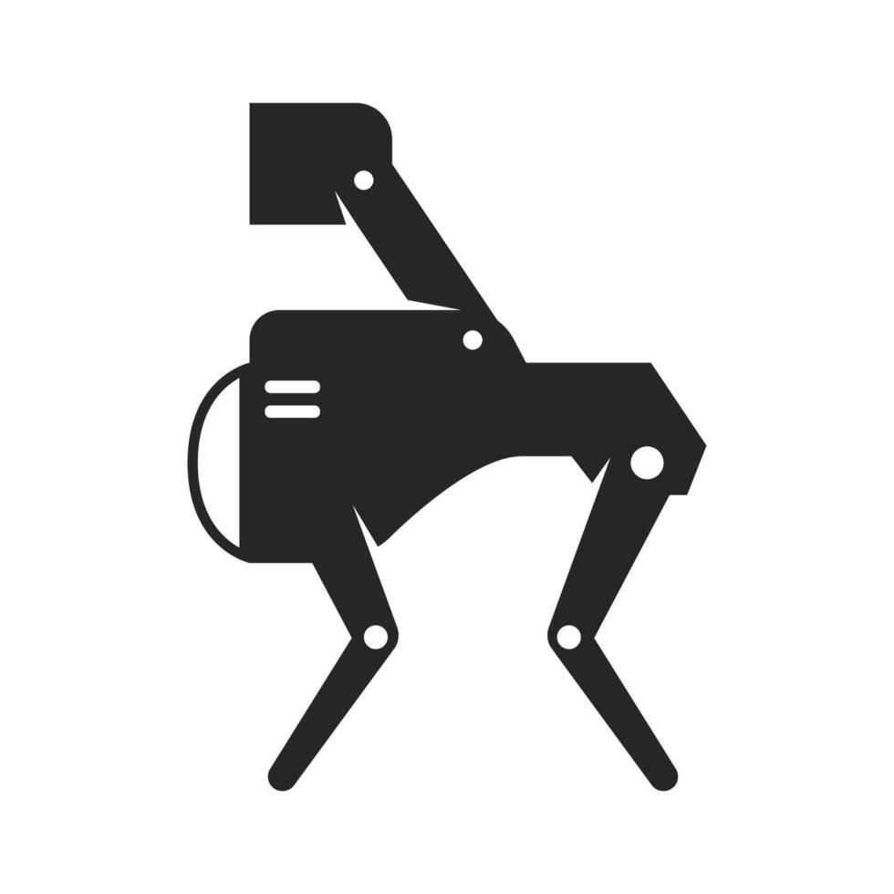 intelligence animal robot icône dans noir et blanc vecteur