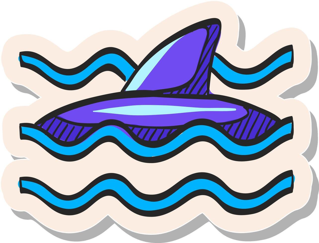 main tiré requin icône dans autocollant style vecteur illustration