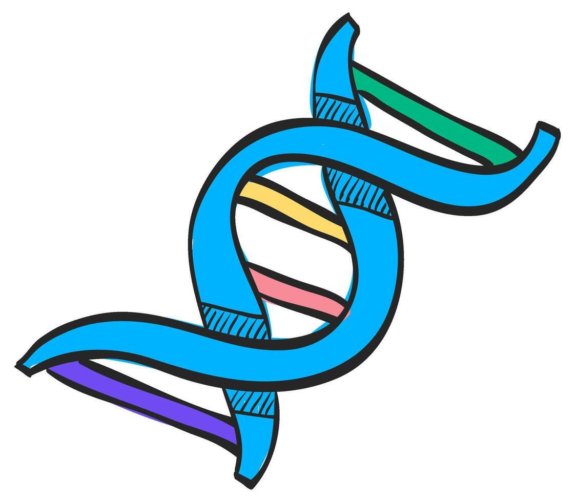 ADN brins icône dans main tiré Couleur vecteur illustration