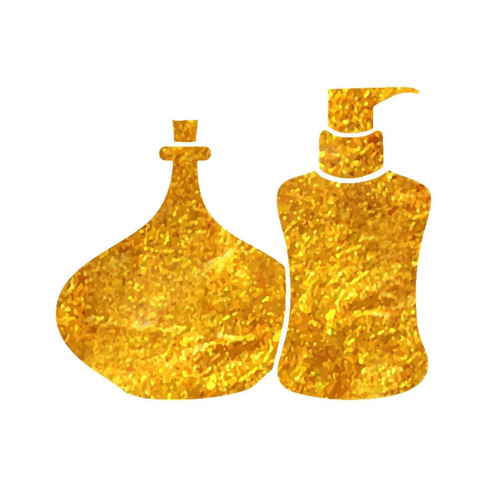 main tiré aromathérapie icône dans or déjouer texture vecteur illustration