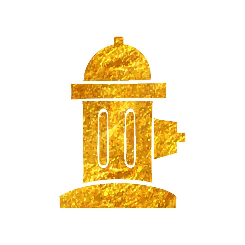 main tiré bouche d'incendie icône dans or déjouer texture vecteur illustration