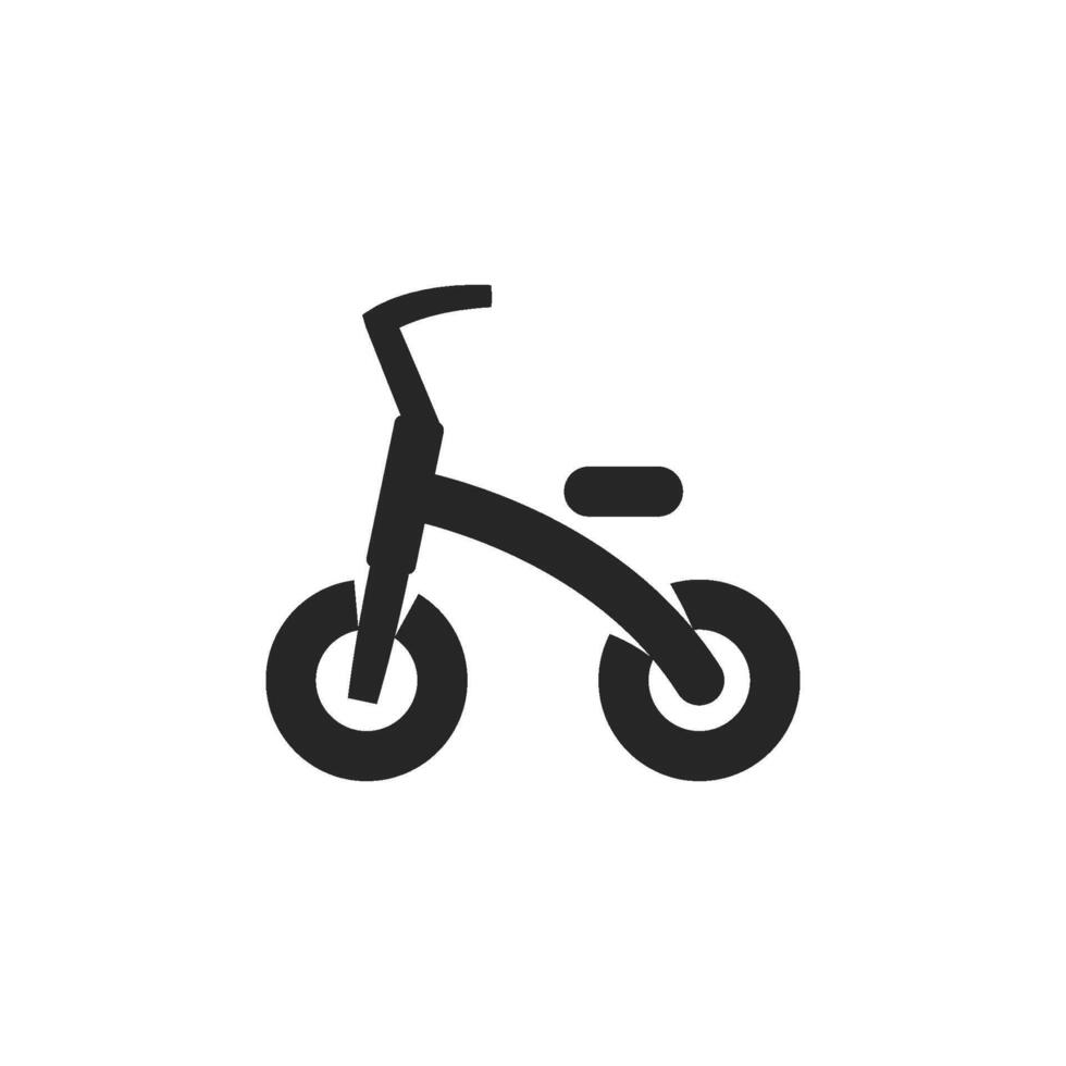 des gamins tricycle icône dans épais contour style. noir et blanc monochrome vecteur illustration.