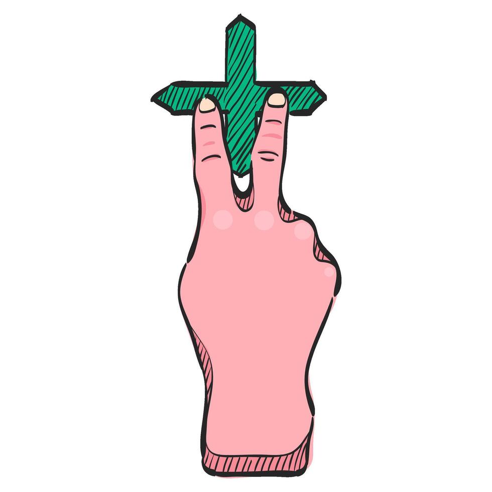 doigt geste icône dans main tiré Couleur vecteur illustration