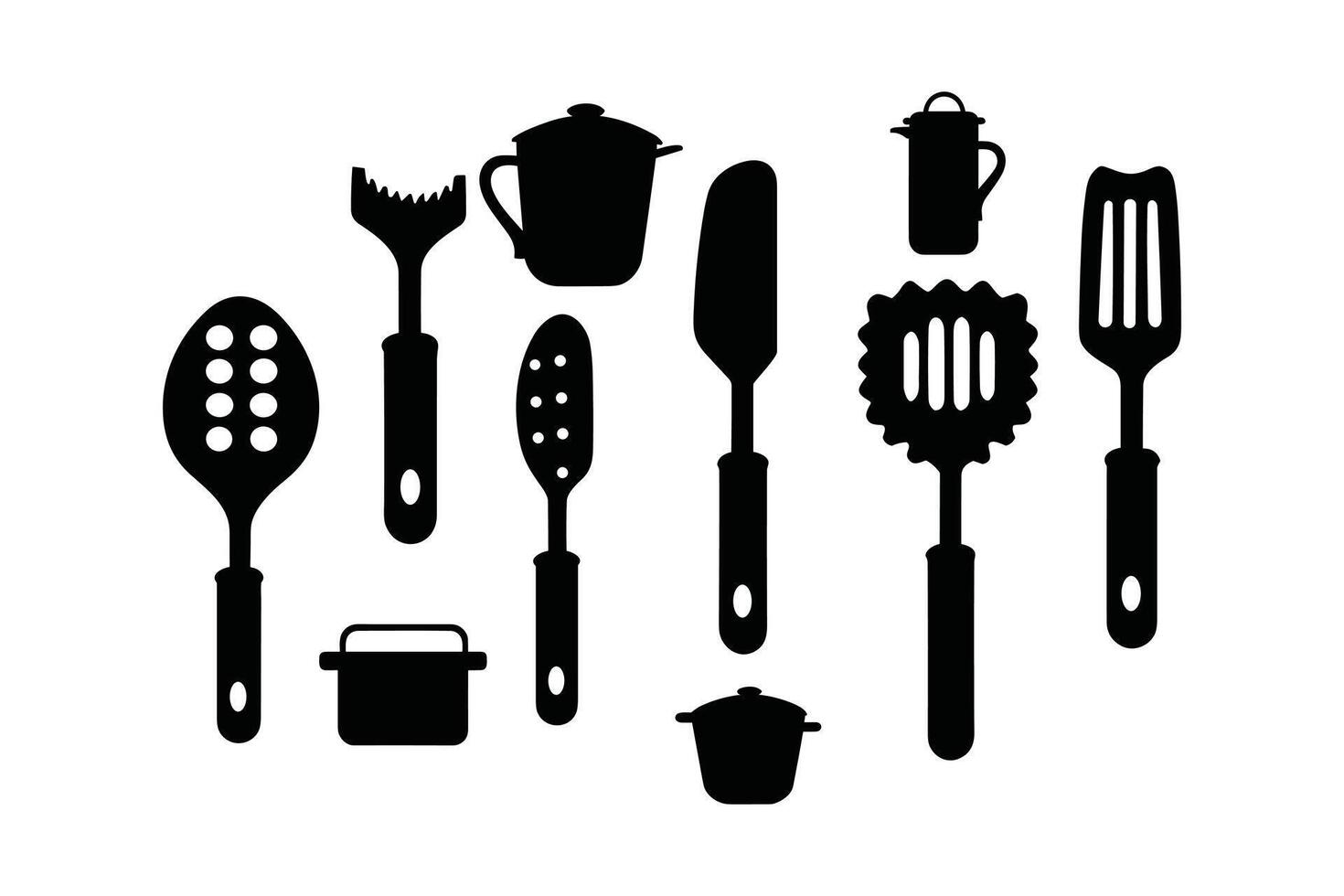 silhouette de cuisine outils vecteur noir éléments, nouveau, créatif, restaurant outils silhouette, vecteur accessoire Hôtel