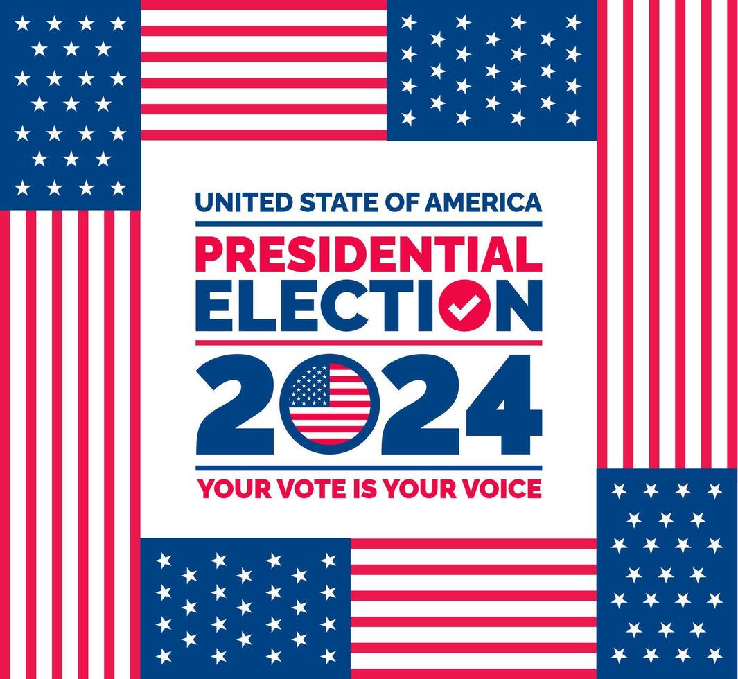 présidentiel élection 2024 Contexte conception modèle avec Etats-Unis drapeau. voter dans Etats-Unis drapeau bannière conception. élection vote affiche. Président vote 2024. politique élection 2024 campagne Contexte. vecteur