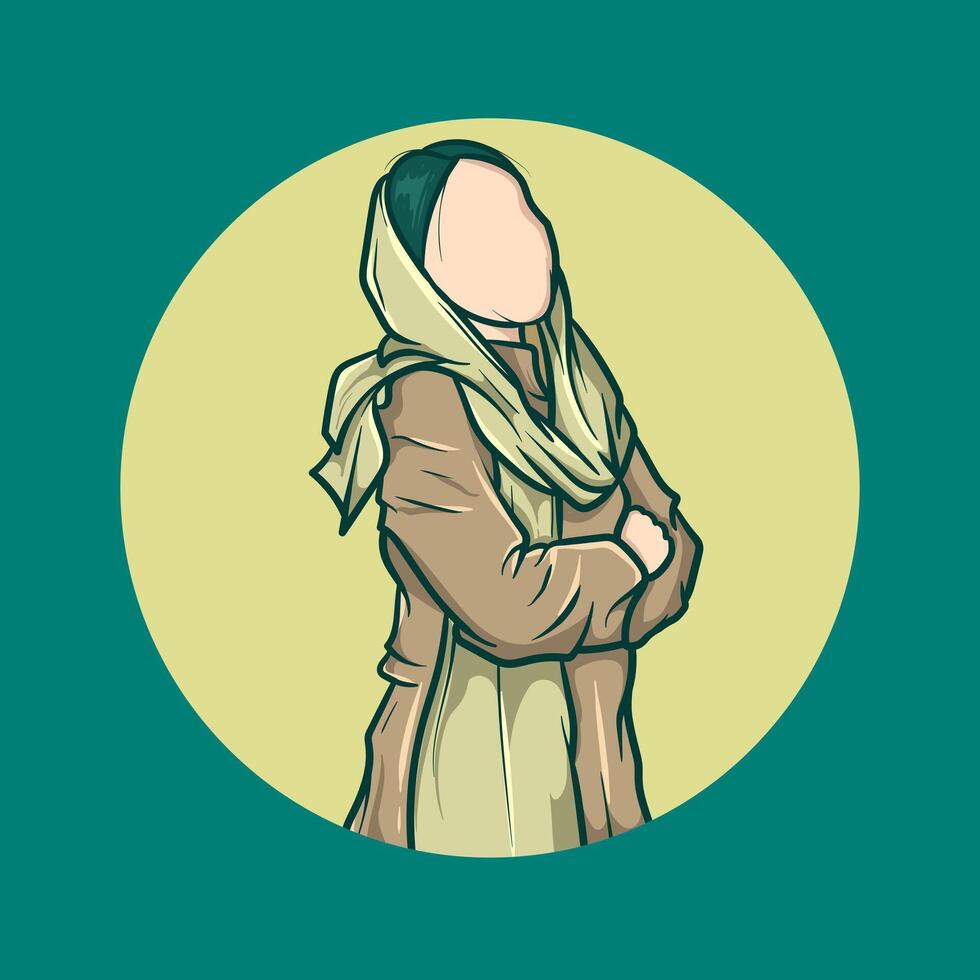 vecteur illustration de musulman femmes avec Facile Vêtements des modèles