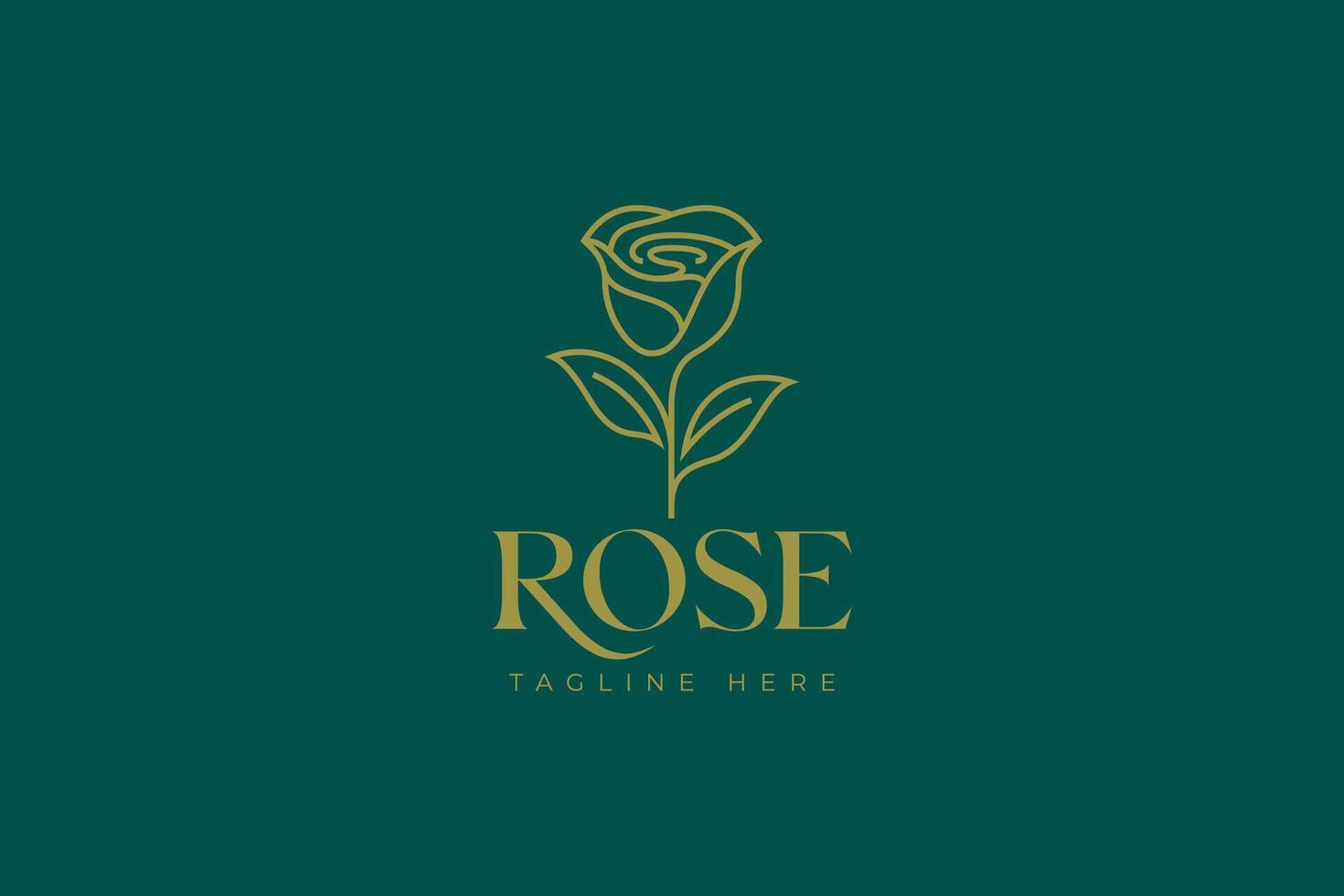 Rose fleuriste logo géométrique linéaire luxe prime vecteur