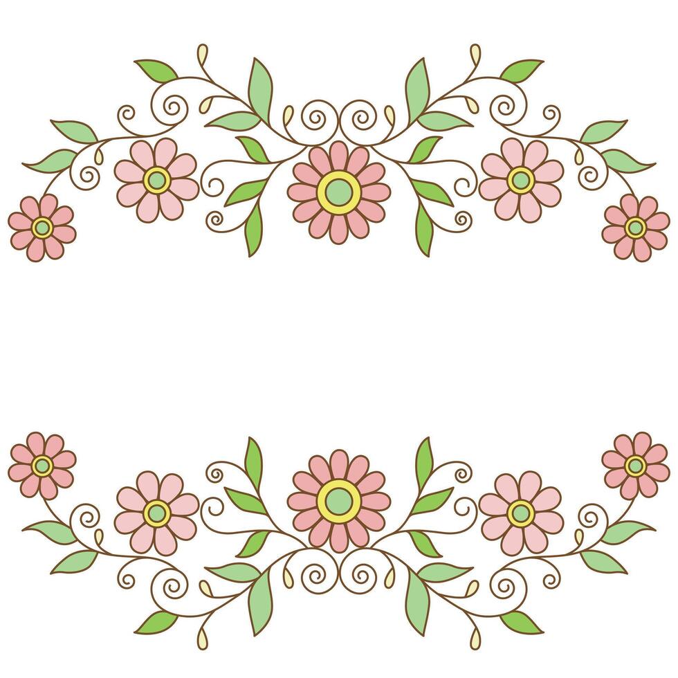 Orange beige fleur couronne cadre, fleur arrangement illustration vecteur