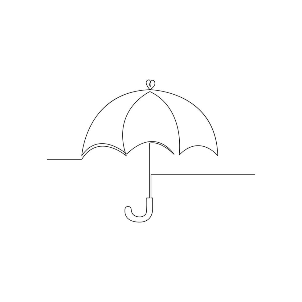 vecteur continu Célibataire doublure art illustration de parapluie concept de sécurité et Sécurité