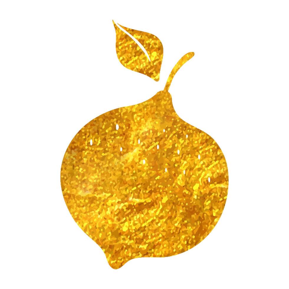 main tiré citron icône dans or déjouer texture vecteur illustration
