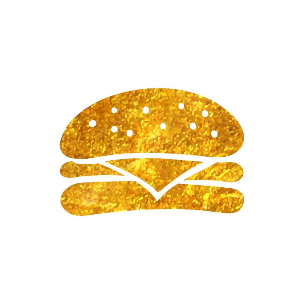 main tiré Burger icône dans or déjouer texture vecteur illustration
