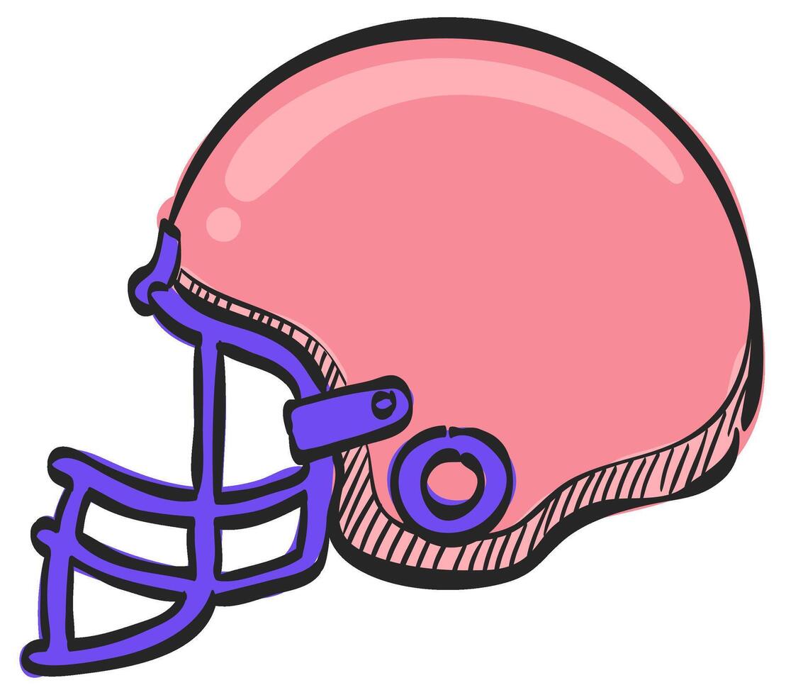 Football casque icône dans main tiré Couleur vecteur illustration