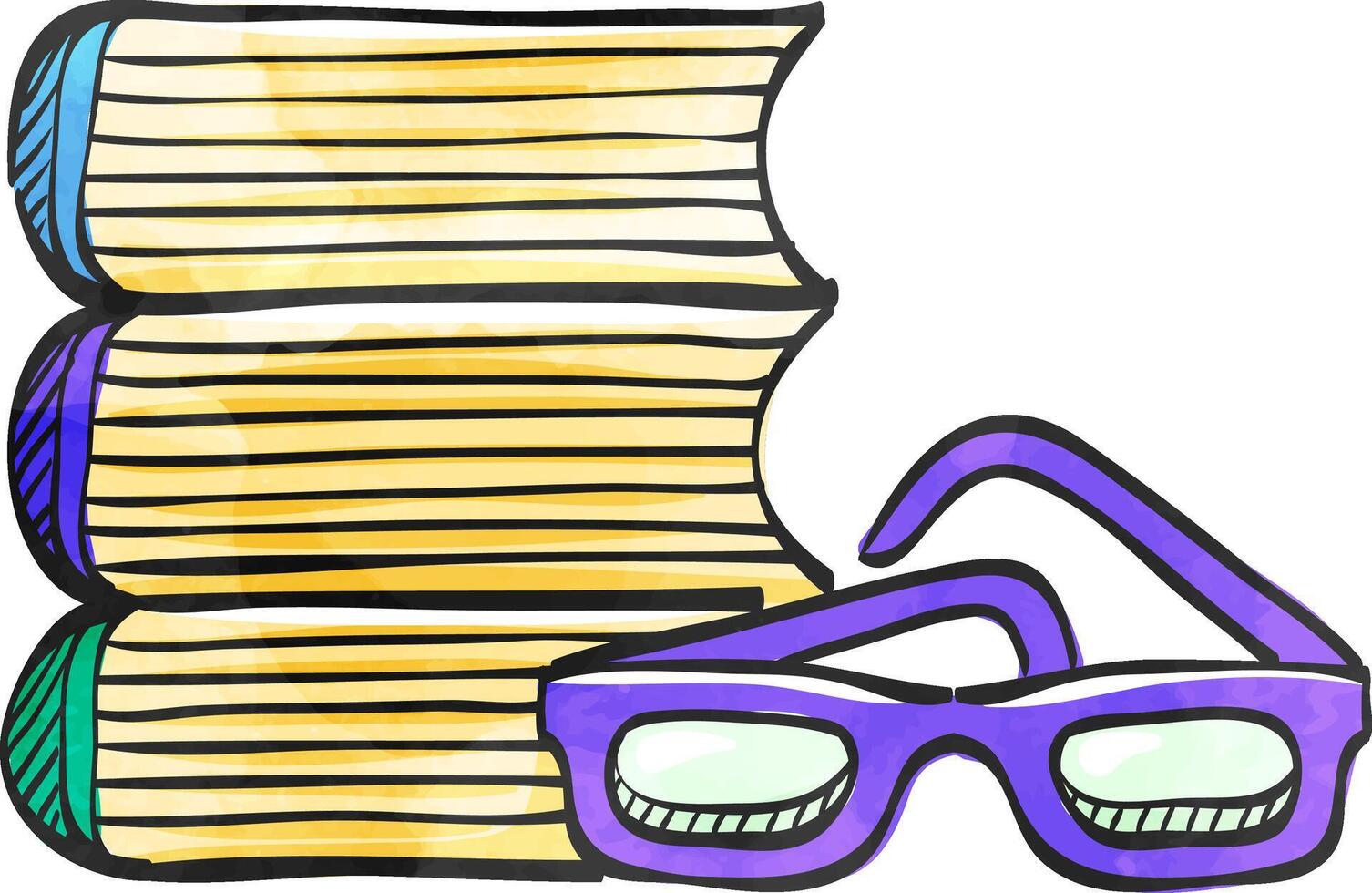 livres et des lunettes icône dans Couleur dessin. éducation étudiant Université recherche bibliothèque vecteur