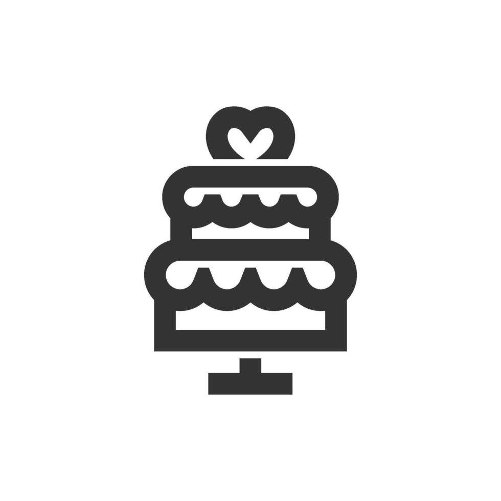 mariage gâteau icône dans épais contour style. noir et blanc monochrome vecteur illustration.