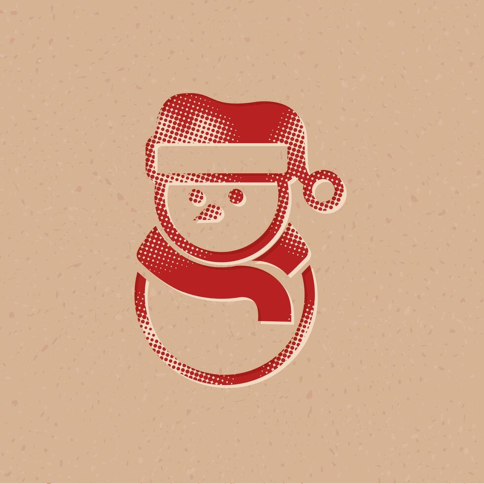 bonhomme de neige demi-teinte style icône avec grunge Contexte vecteur illustration