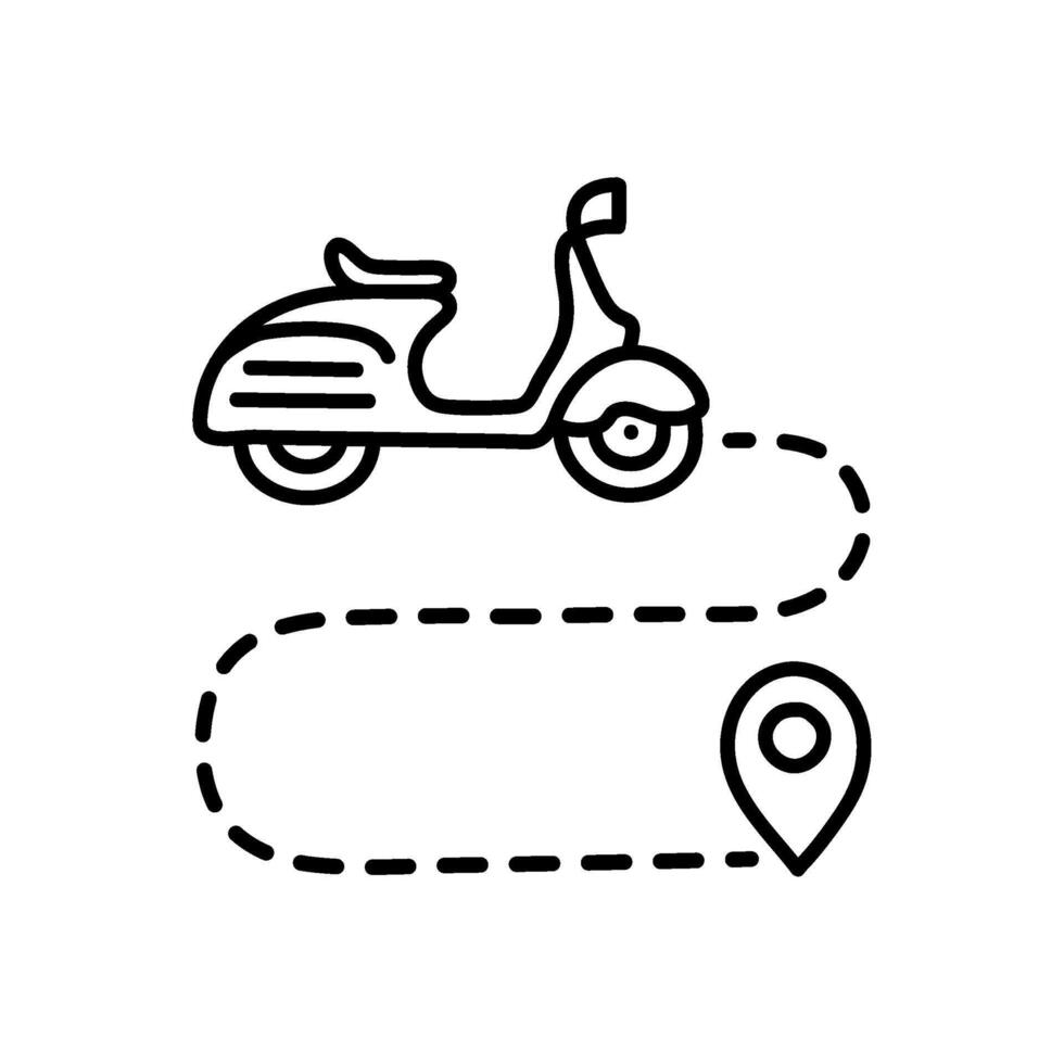 carte scooter route icône main tiré vecteur illustration