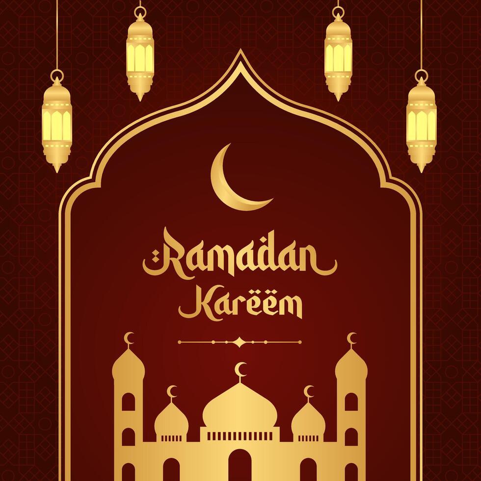 Ramadan conception modèle affiches, Créatif Ramadan ouvrages d'art pour social médias, Ramadan Karim, rouge or Contexte vecteur