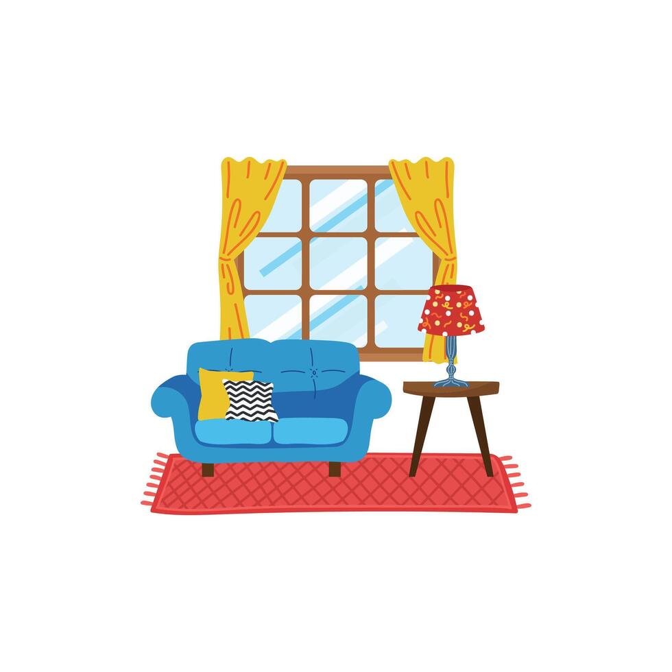 une ensemble de meubles dans vivant pièce plat style illustration vecteur