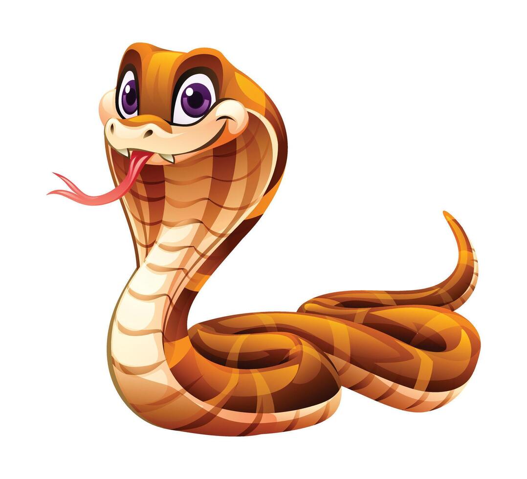 Roi cobra serpent dessin animé. vecteur illustration isolé sur blanc Contexte