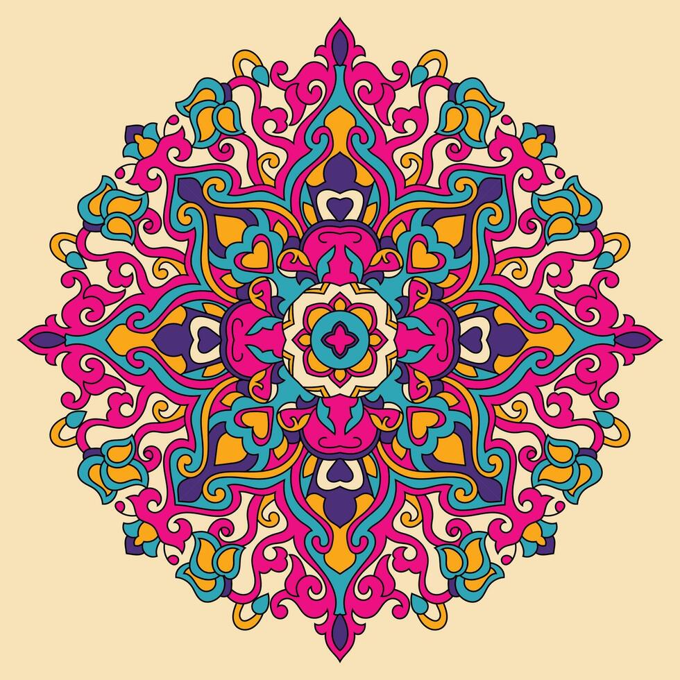 coloré floral mandala Contexte. vecteur main tiré griffonnage art. décoratif fleur. coloration livre page. pro vecteur