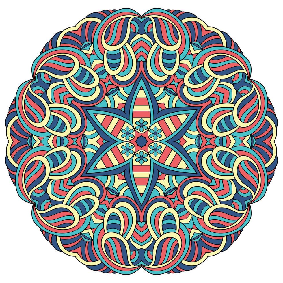 fleur mandala conception, vecteur illustration sur un Orange Contexte