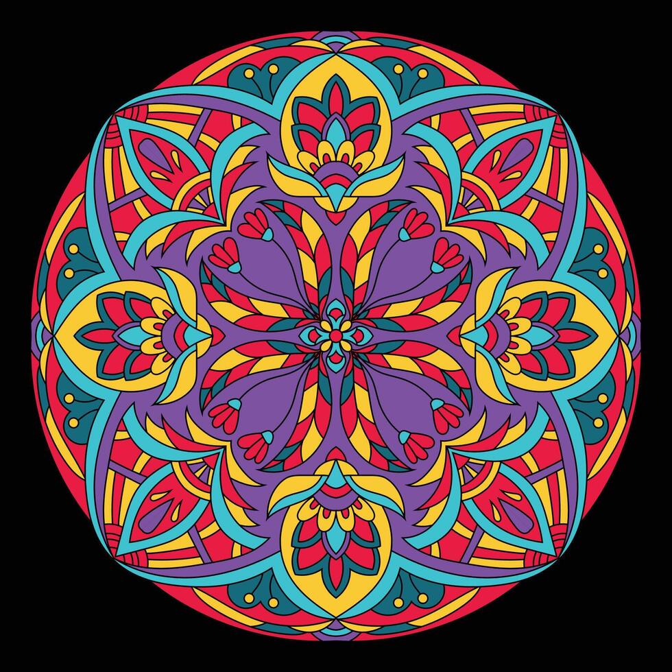 fleur mandala conception, vecteur illustration sur noir Contexte