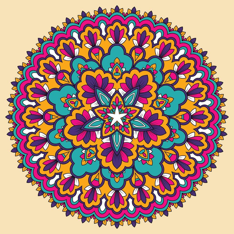 coloré floral mandala Contexte vecteur main tiré griffonnage art décoratif fleur coloration livre page pro vecteur