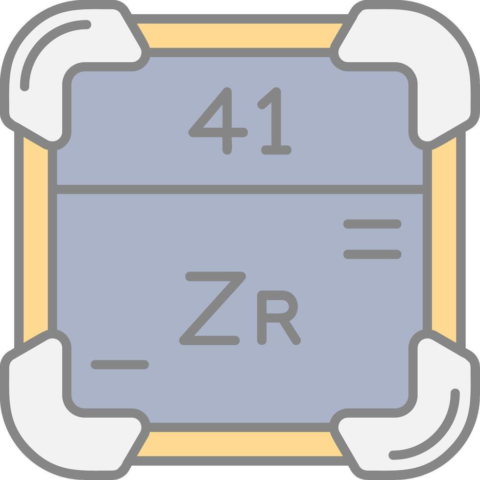 zirconium ligne rempli lumière icône vecteur