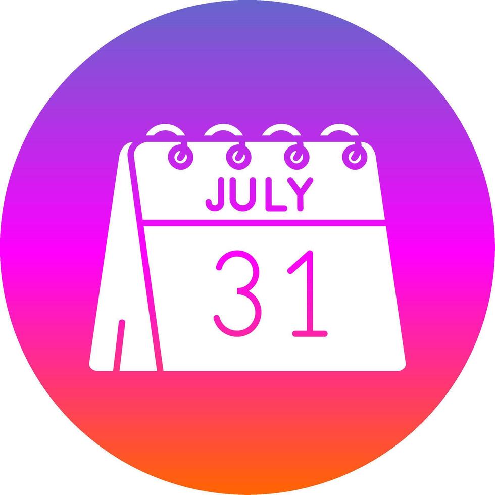 31e de juillet glyphe pente cercle icône vecteur
