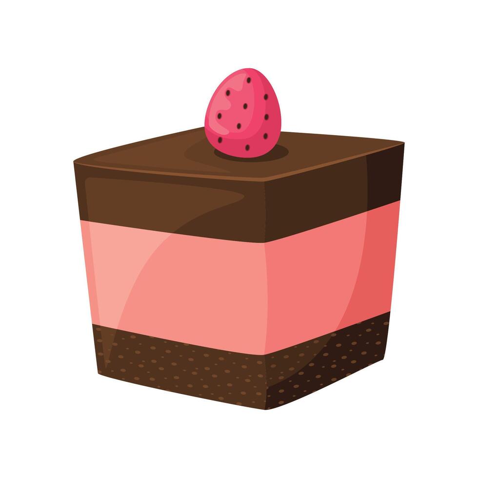 petit gâteau avec fraise icône illustration. vecteur conception