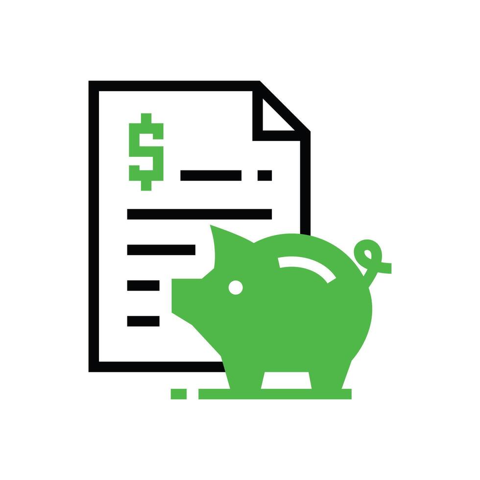 document budget avec porcin icône illustration conception vecteur
