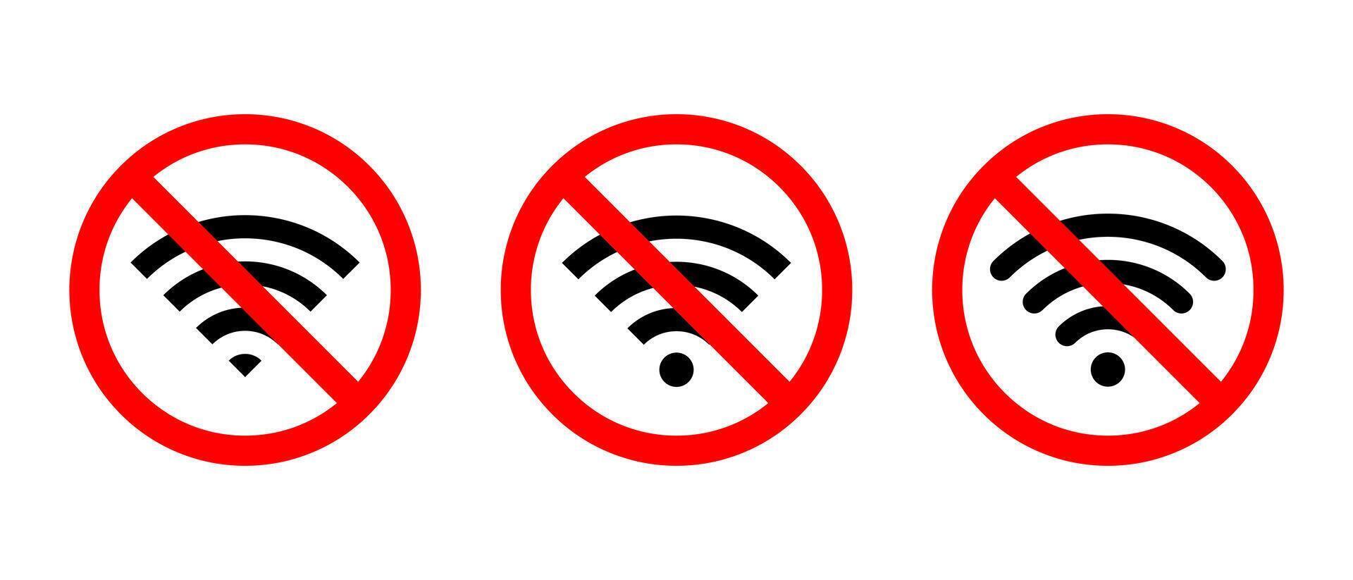 Wifi signal avec interdit signe icône vecteur. sans fil réseau interdiction symbole vecteur