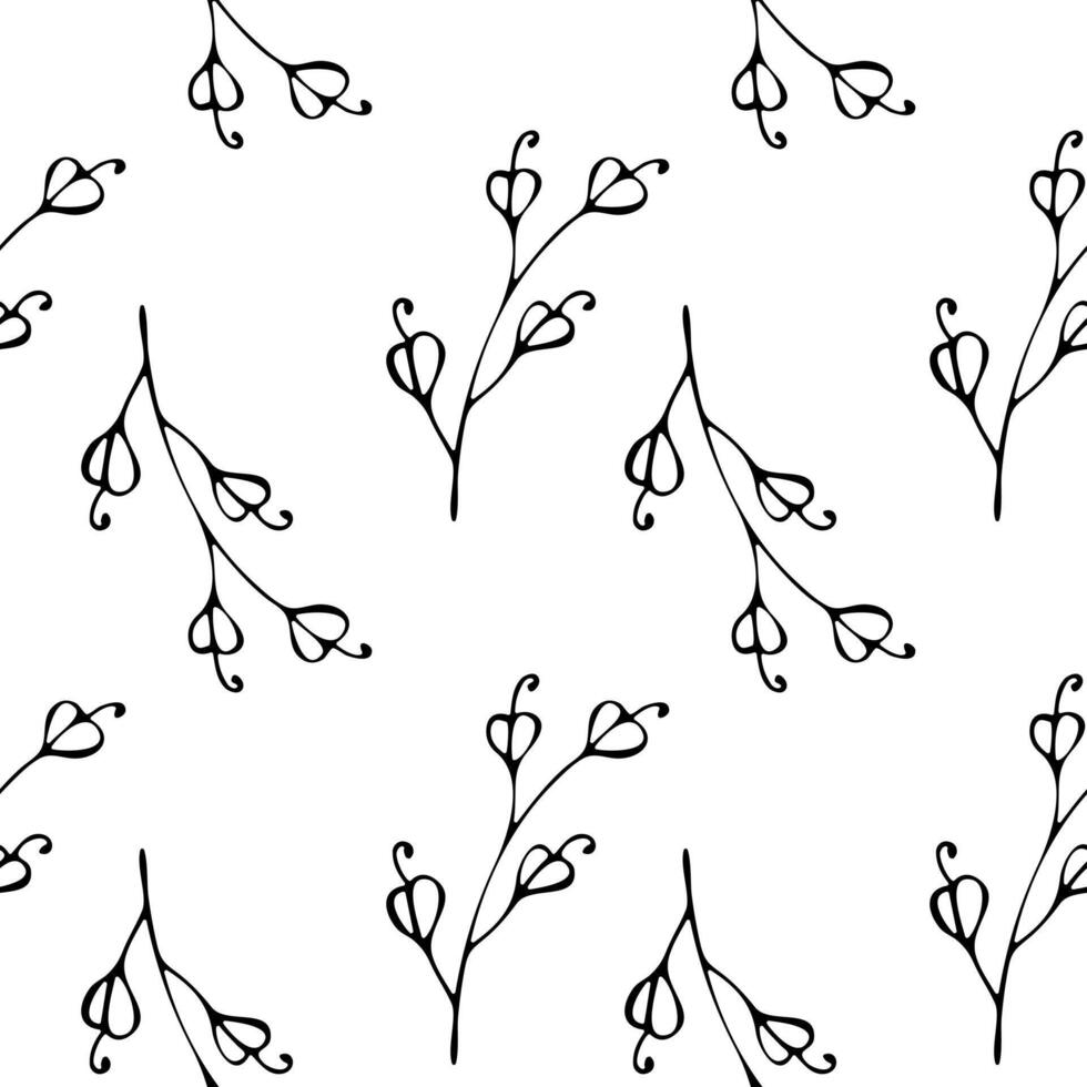 sans couture floral modèle. interminable botanique Contexte. printemps fleurs, fleurs sauvages, répéter imprimer. noir et blanc Naturel texture pour tissu, textile conception. plat graphique vecteur illustration