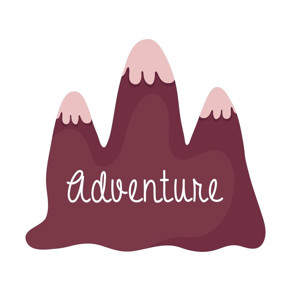 montagnes avec l'icône de mot d'aventure vecteur