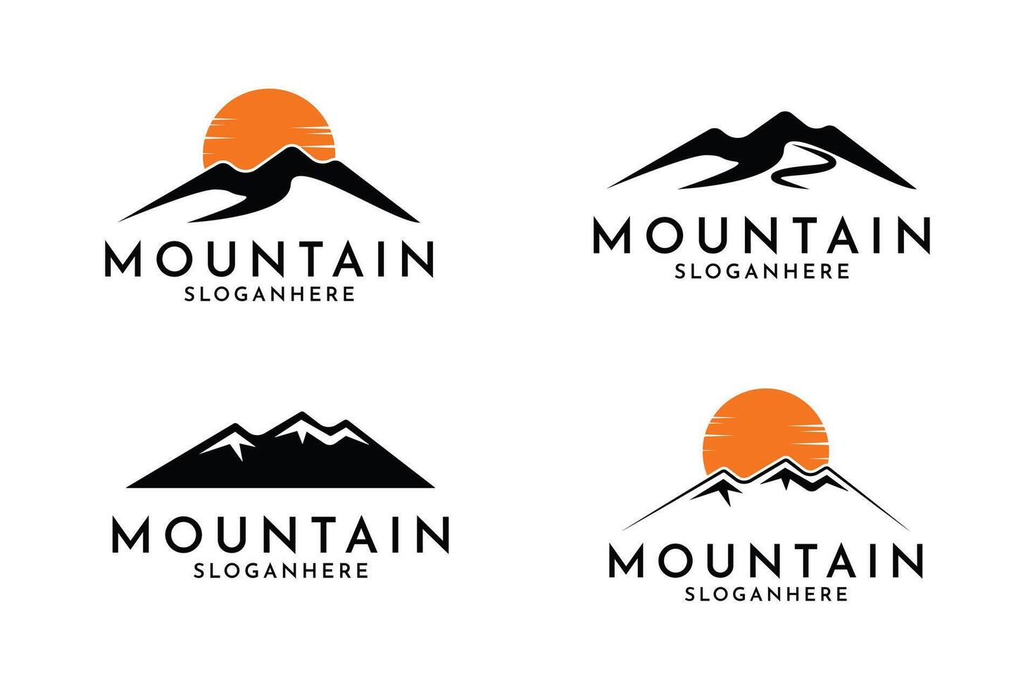 Montagne logo conception concept idée, Montagne et Soleil logo conception ensemble collection vecteur