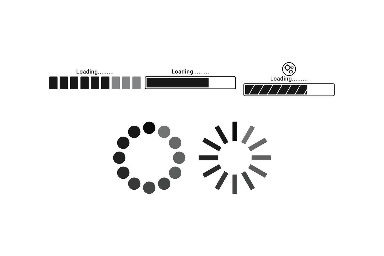 chargement icône isolé sur blanc arrière-plan, chargement bar le progrès ensemble collection vecteur