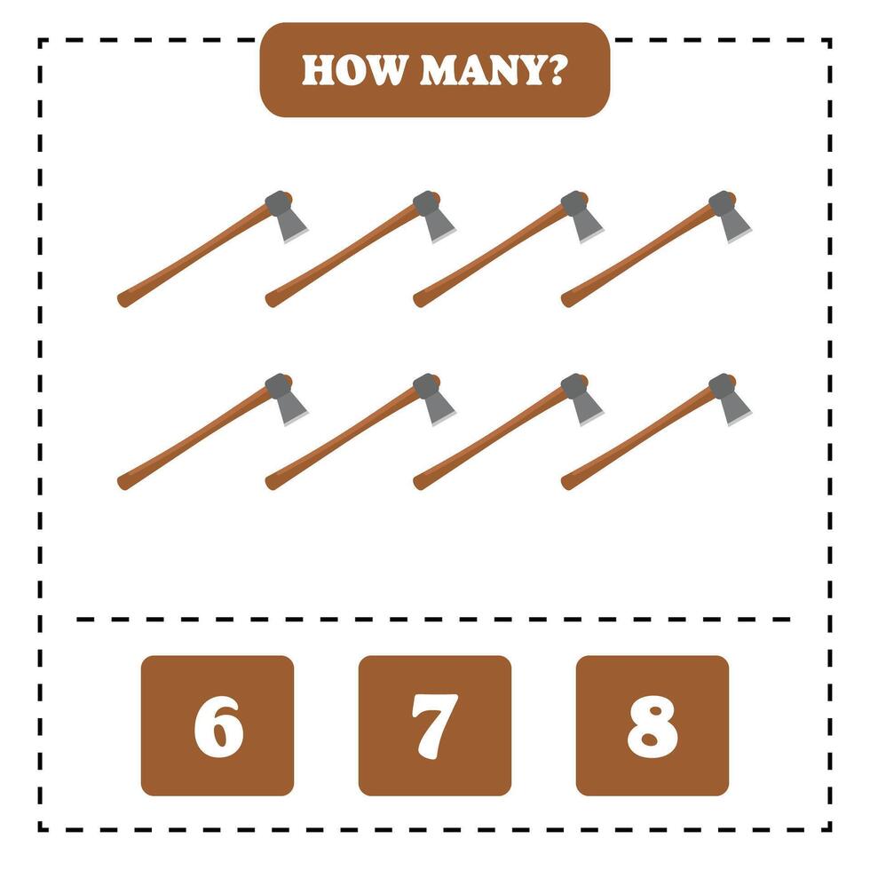 Comment beaucoup hache sont là éducatif feuille de travail conception pour les enfants. compte Jeu pour enfants. vecteur