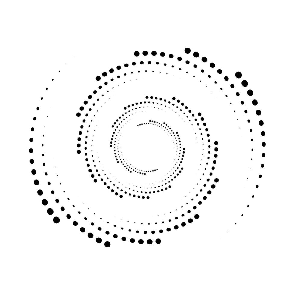 demi-teinte circulaire à pois cadres ensemble. cercle points isolé sur le blanc Contexte. logo conception élément pour médical, traitement, cosmétique. rond frontière en utilisant demi-teinte cercle points texture. vecteur